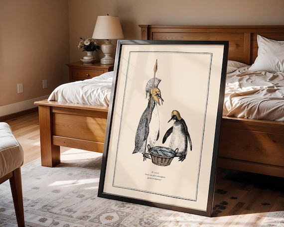 Penguin Wall Art for Quirky Home Decor Idea for Steampunk Interior Whimsical Animal Themed Gift