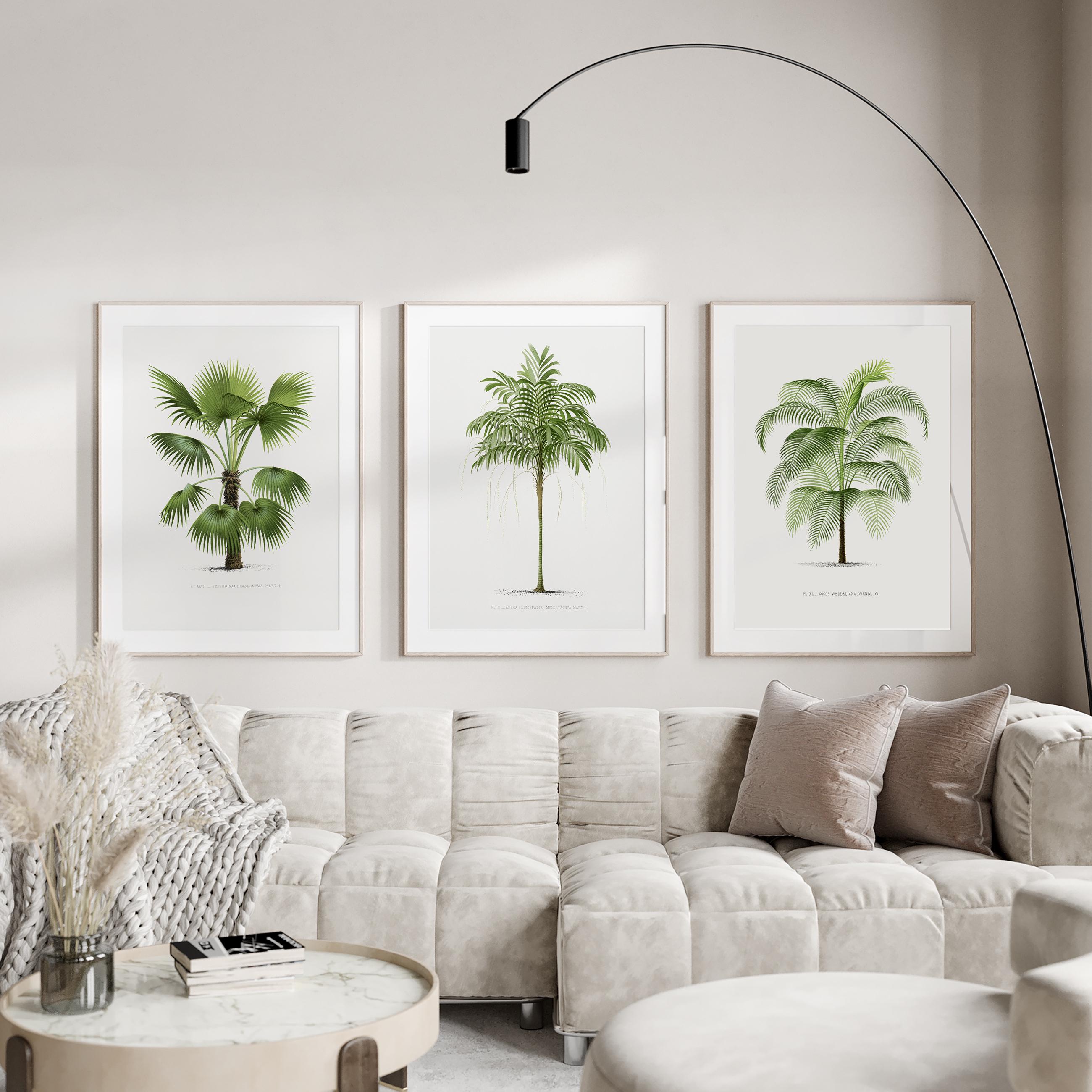Decorazioni botaniche vintage con palme, decorazioni murali massimaliste, stampe da parete, poster verdi tropicali della giungla, arte eclettica per il soggiorno - Italia