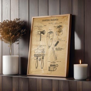 Vintage Shaving Print for Bathroom Wall Decor Man Cave Wet Shaving Gift Him Retro Poster Barbershop Art Home Decoration Vintage Print Wall