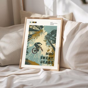 Mountain Bike Art Wall Print Cycling Decoration Man Cave Decor Bike Enthusiast Gift Idea Outdoor Adventure Trail Rider Mtb Design Cycling image 5