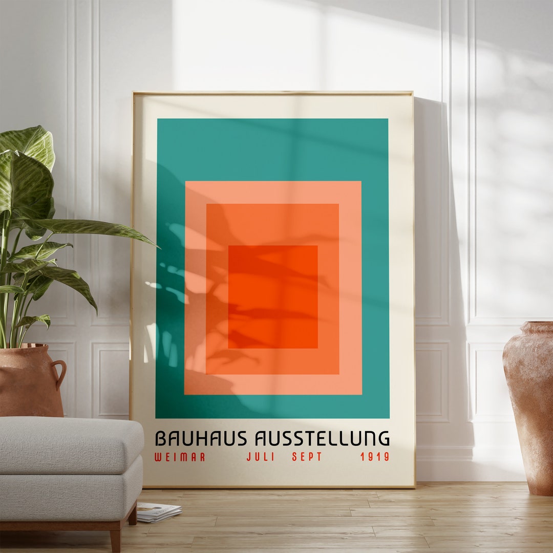 Bauhaus Print Orange Wall Art Bauhaus Poster Modern Art Bauhaus Squares ...