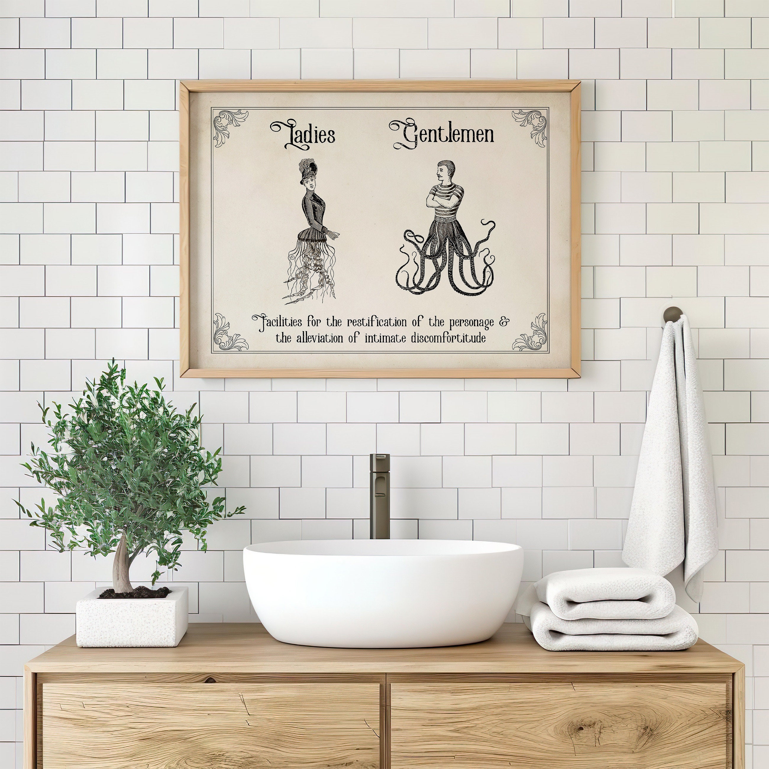 Vintage Funny Toilet Sign Quirky Bathroom Art Couple Gift