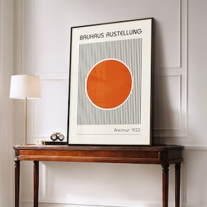 Bauhaus-poster Afficheset Orange väggkonst Minimalistisk väggkonst Konst från mitten av århundradet Bauhaus-tryck Abstrakt konst Bauhaus-tryckset bild 7