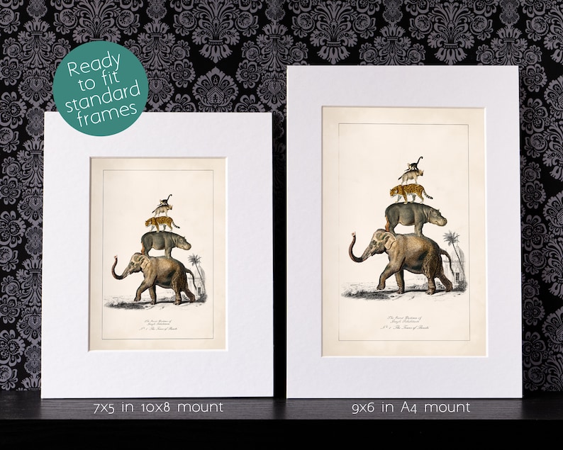 Surreal Art, Jungle Decor, Neutral Color Art, Elephant Print, Vintage Illustration, Eclectic Decor image 4