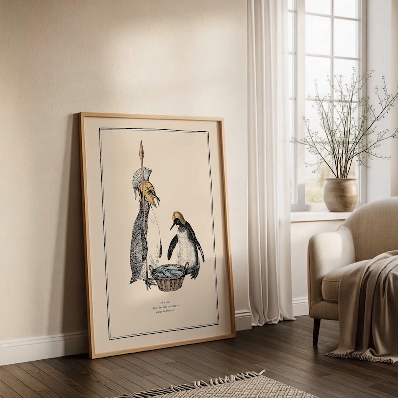 Penguin Wall Art for Quirky Home Decor Idea for Steampunk Interior Whimsical Animal Themed Gift image 7