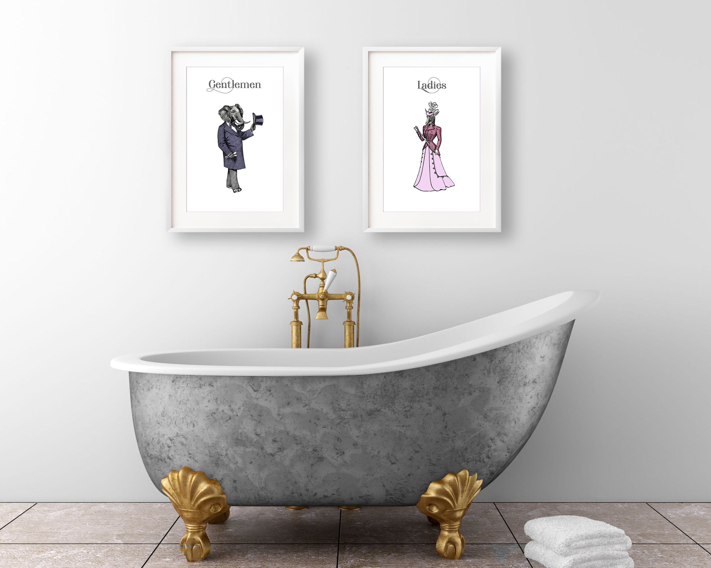 Bathroom Wall Art Quirky Bathroom Signs Ladies and Gentlemen - Etsy