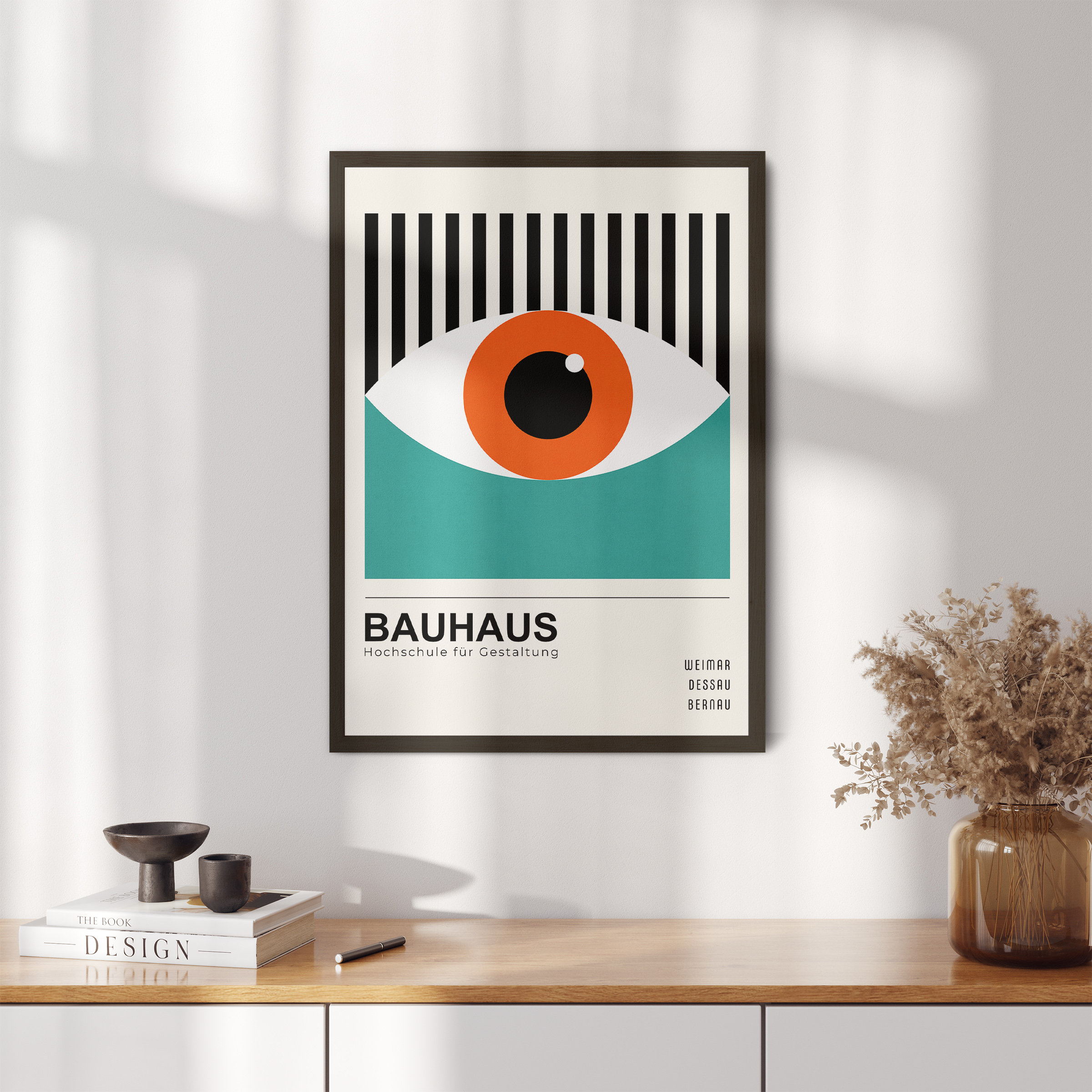 Bauhaus Set Affiche Orange Wall Art Minimalist Wall Art Mid