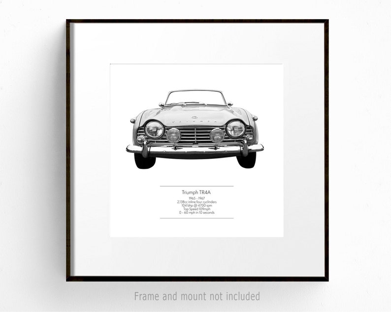 Classic Car Print Of Triumph Tr4a Black And White Vintage Car Etsy
