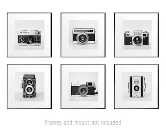 Vintage Camera Set of 6 Prints Camera Wall Art Gift for Photographer Hipster Gift Ideas Square Print Set, 6 Wall Prints, Large Wall Art