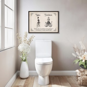 Vintage lustiges Toilettenschild | Witzige Badezimmer Kunst | Damen Herren Gothic Dekor | Steampunk Wandkunst | Eklektisches Paar Geschenk Bild 6