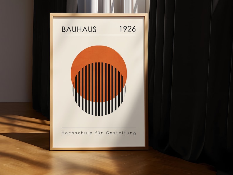 Bauhaus-poster Afficheset Orange väggkonst Minimalistisk väggkonst Konst från mitten av århundradet Bauhaus-tryck Abstrakt konst Bauhaus-tryckset bild 5