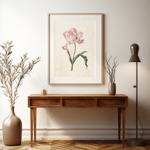 Botanisk väggkonst Vintage tulpantryck Vårdekoration Vardagsrumsinredning oramad Rosa Röd Blomma Naturkonst Sovrum Heminredning Blommor bild 6