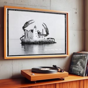 Eigenzinnige vintage nautische muurafdrukken set voor zeildecoratie grappige octopus kunst zeemonsters zwart wit surrealistische foto's grillig oceaanthema afbeelding 4