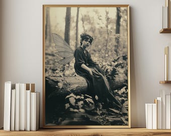 Ilustraciones de hadas para una decoración estética Fairycore y de estilo brujo, láminas fotográficas de arte mural Light Academia para un diseño de hogar Goblincore.