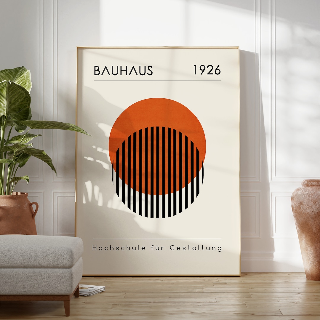 Bauhaus Print Orange Wall Art Bauhaus Poster Modern Art Orange Poster ...