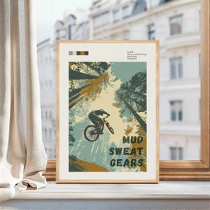 Mountain Bike Art Wall Print Cycling Decoration Man Cave Decor Bike Enthusiast Gift Idea Outdoor Adventure Trail Rider Mtb Design Cycling image 6