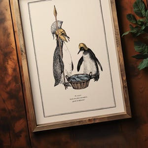 Penguin Wall Art for Quirky Home Decor Idea for Steampunk Interior Whimsical Animal Themed Gift image 8