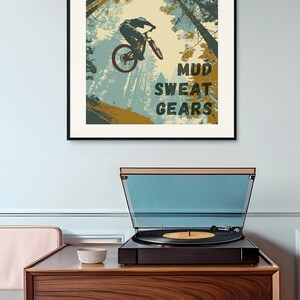 Mountain Bike Art Wall Print Cycling Decoration Man Cave Decor Bike Enthusiast Gift Idea Outdoor Adventure Trail Rider Mtb Design Cycling image 8