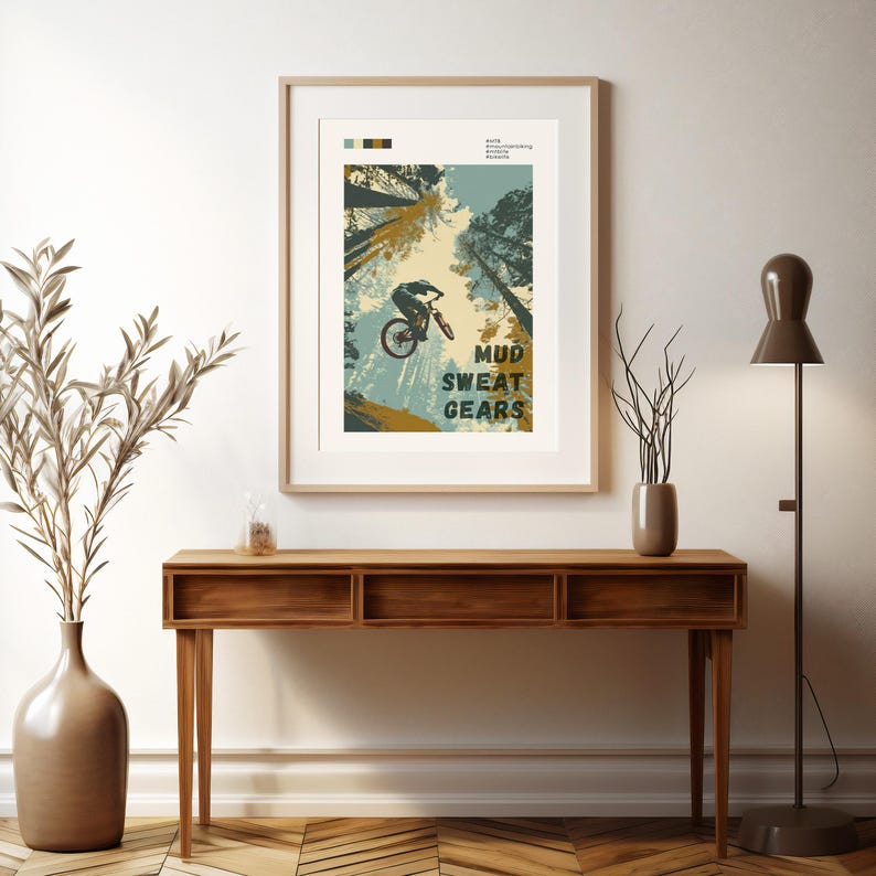 Mountain Bike Art Wall Print Cycling Decoration Man Cave Decor Bike Enthusiast Gift Idea Outdoor Adventure Trail Rider Mtb Design Cycling image 10
