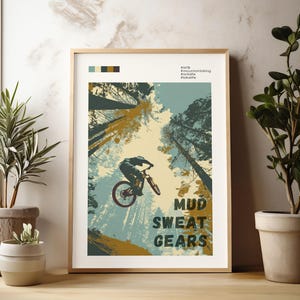 Mountain Bike Art Wall Print Cycling Decoration Man Cave Decor Bike Enthusiast Gift Idea Outdoor Adventure Trail Rider Mtb Design Cycling image 2