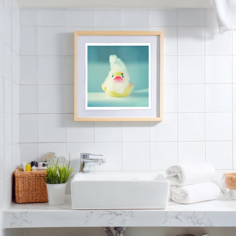 Nursery Wall Art Whimsical Art Mint Green Square Print Bathroom Wall Art Art for Kid's Room, Cute Photograph, Funny Wall Print image 9