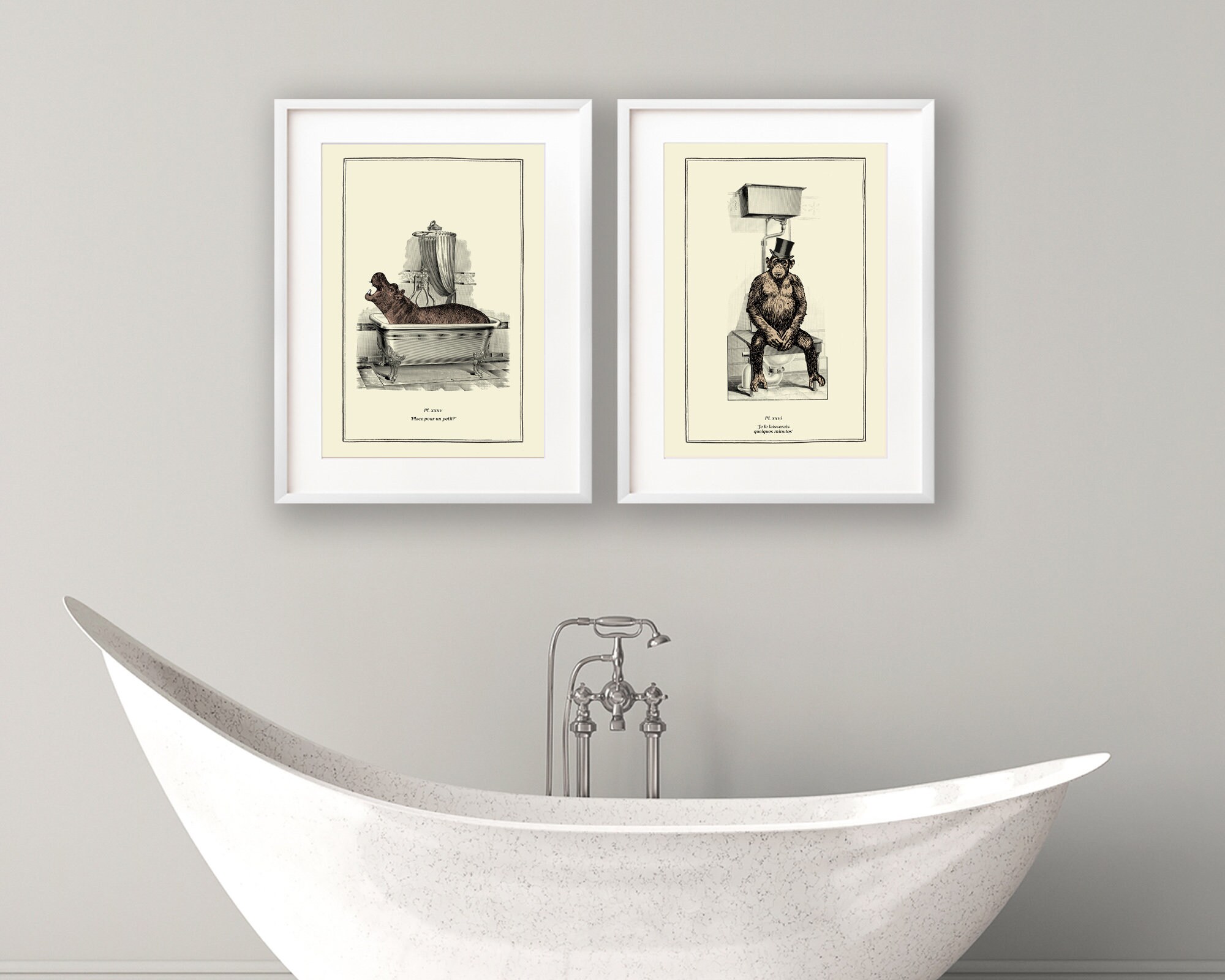 Bathroom Wall Art Surreal Art Funny Animal Prints Eclectic - Etsy UK