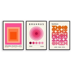 Bauhaus Set Affiche Orange Wall Art Minimalist Wall Art Mid Century Art ...