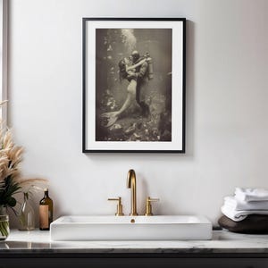 Maritime Wall Art Vintage Mermaid Collection Beach House Design Coastal Theme Decor Beautiful Bathroom Display Ocean Style Artwork Perfect Seaside Gift Essential Nautical Look Classic Beach House Aesthetic Sepia Print Collection