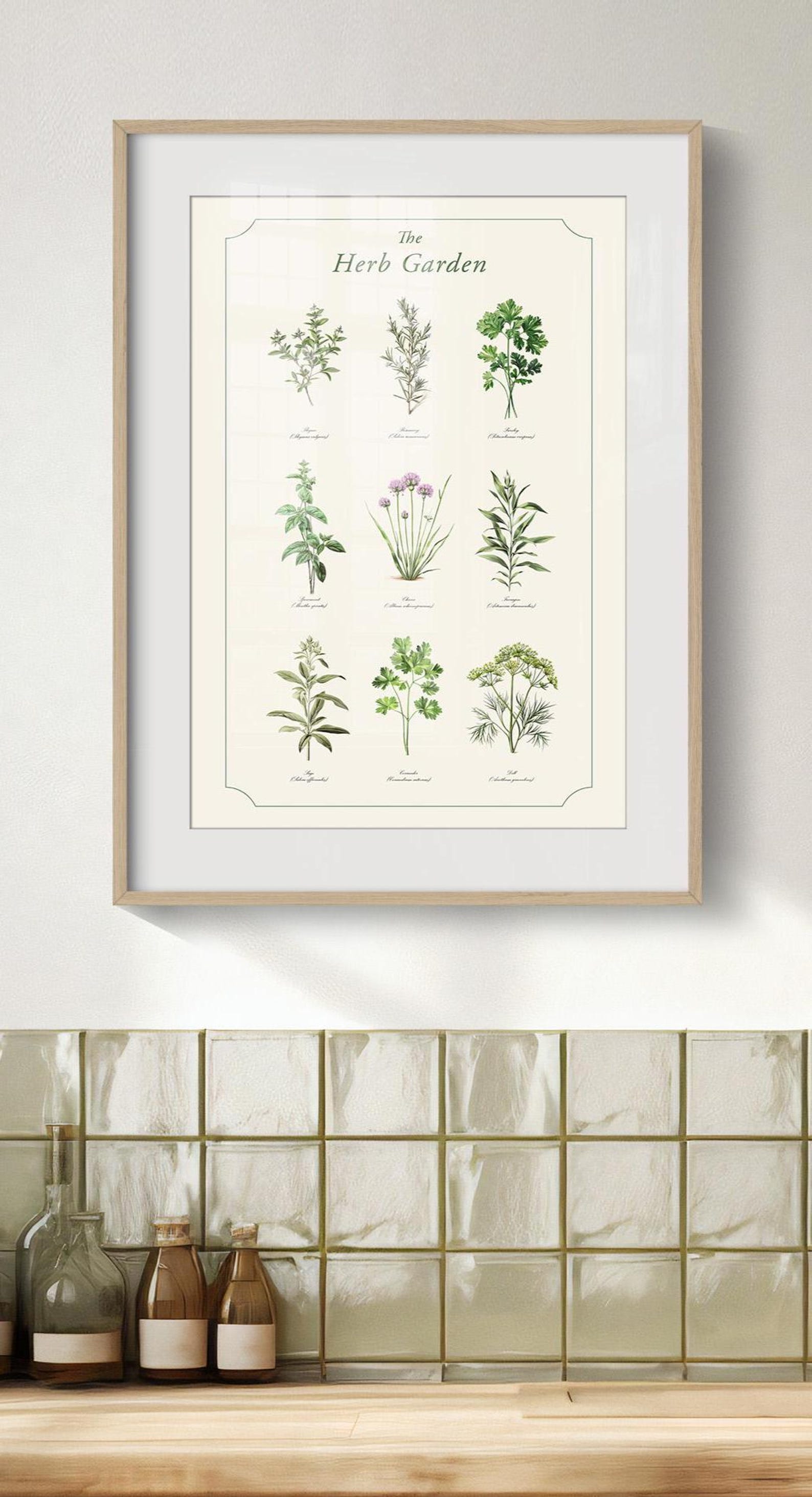 Herb Wall Art Botanical Print Kitchen Decor Cooking Room Culinary ...