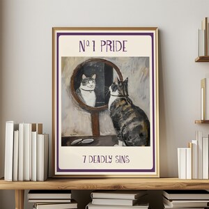 Impressão engraçada de gato para mãe, presente felino, arte escura, decoração de parede, design assustador, guerreiro, amante de gatos, presente, pacote de aniversário, arte para casa, estilo gótico