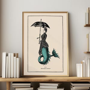 Vintage Surreal Print Surreal Collage Gothic Wall Print Vintage Seahorse Print Steampunk Wall Print