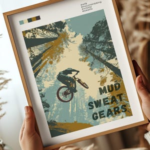Mountain Bike Art Wall Print Cycling Decoration Man Cave Decor Bike Enthusiast Gift Idea Outdoor Adventure Trail Rider Mtb Design Cycling image 14