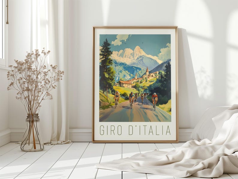 Italian Gift Vintage Poster Travel Art Sports Memorabilia Home Office Decor Man Cave Art Cycling Gift Retro Sports Poster European Travel Decor Cafe Wall Art Housewarming Gift