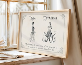 Vintage Funny Toilet Sign | Quirky Bathroom Art | Ladies Gents