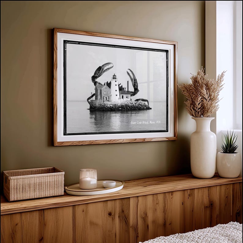 Eigenzinnige vintage nautische muurafdrukken set voor zeildecoratie grappige octopus kunst zeemonsters zwart wit surrealistische foto's grillig oceaanthema afbeelding 8