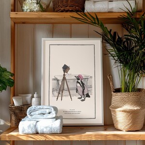Funny Penguin Bathroom Wall Art for Vintage Bath Art Quirky Animal Print for Penguin Lover Gift for Retro Chic Decor image 4