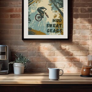 Mountain Bike Art Wall Print Cycling Decoration Man Cave Decor Bike Enthusiast Gift Idea Outdoor Adventure Trail Rider Mtb Design Cycling image 13