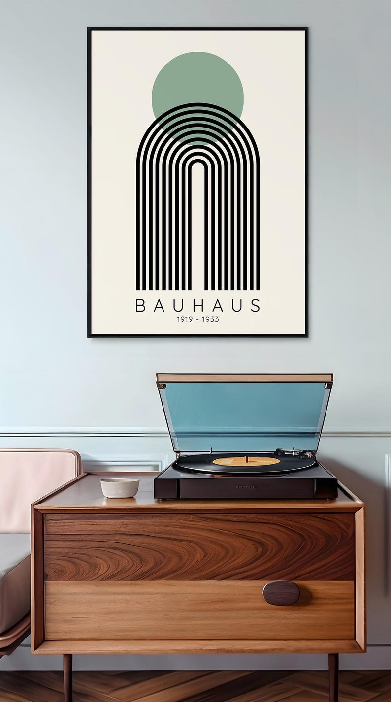 Bauhaus Wall Art Print Geometric Design Poster Minimalist Style Mid ...
