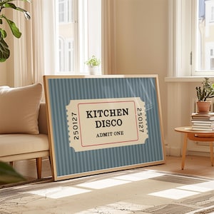 Vintage Kitchen Art Retro Ticket Design Admission Style Print Trendy Wall Decoration Matt Quality Finish Disco Kitchen Theme Colorful Home Accent Dining Area Display Perfect Cook Gift Nostalgic Entertainment Art Various Size Options