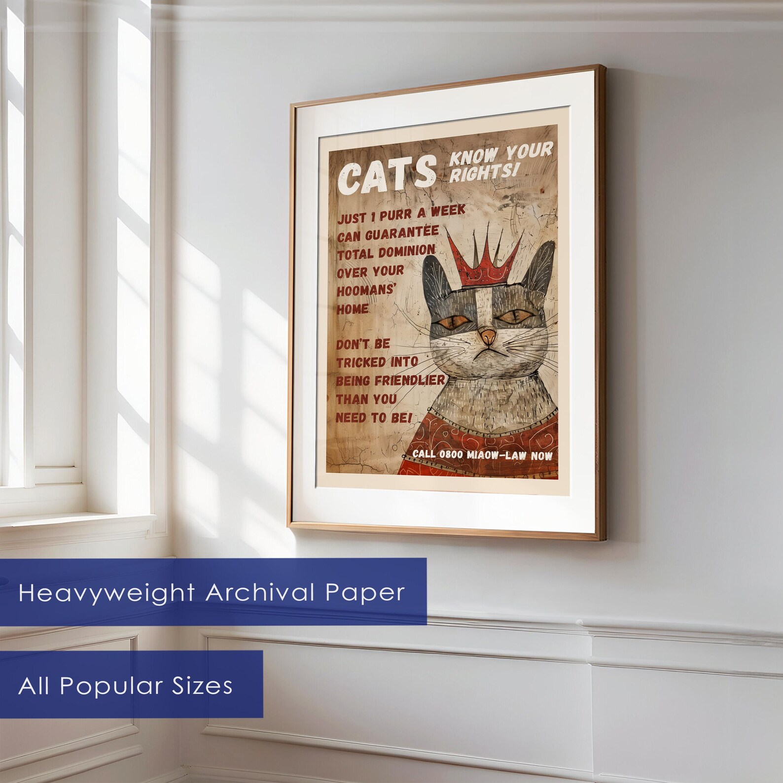 Funny Cat Poster for Cat Lover Gift Wall Art for Cat Mom Home Decor ...