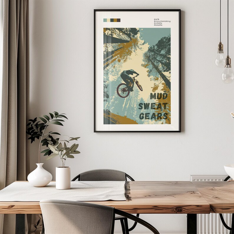 Mountain Bike Art Wall Print Cycling Decoration Man Cave Decor Bike Enthusiast Gift Idea Outdoor Adventure Trail Rider Mtb Design Cycling image 11