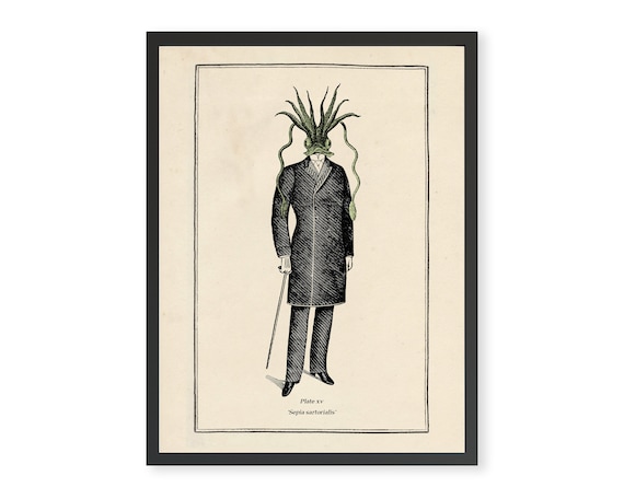 Vintage Surreal Gothic Steampunk Lovecraft Cthulhu Wall Print Quirky Funny Gift