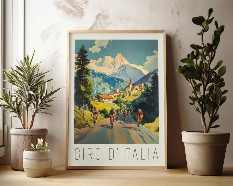 Italian Gift Vintage Poster Travel Art Sports Memorabilia Home Office Decor Man Cave Art Cycling Gift Retro Sports Poster European Travel Decor Cafe Wall Art Italian Culture