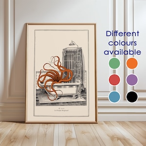 Badezimmer Oktopus Vintage Oktopus Kunst Lustige Badezimmer Kunst Surreal Oktopus Kunst Vintage Gothic Kunst Steampunk