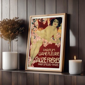 Art Nouveau Poster Vintage Advertisement Art Nouveau Decor Red Wall Art Bathroom Early 20th Century Perfume Print Boudoir Decor Gift for Her