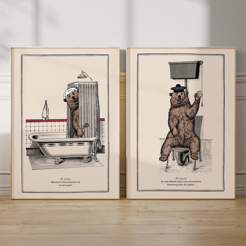 Funny Bear Prints Bathroom Prints