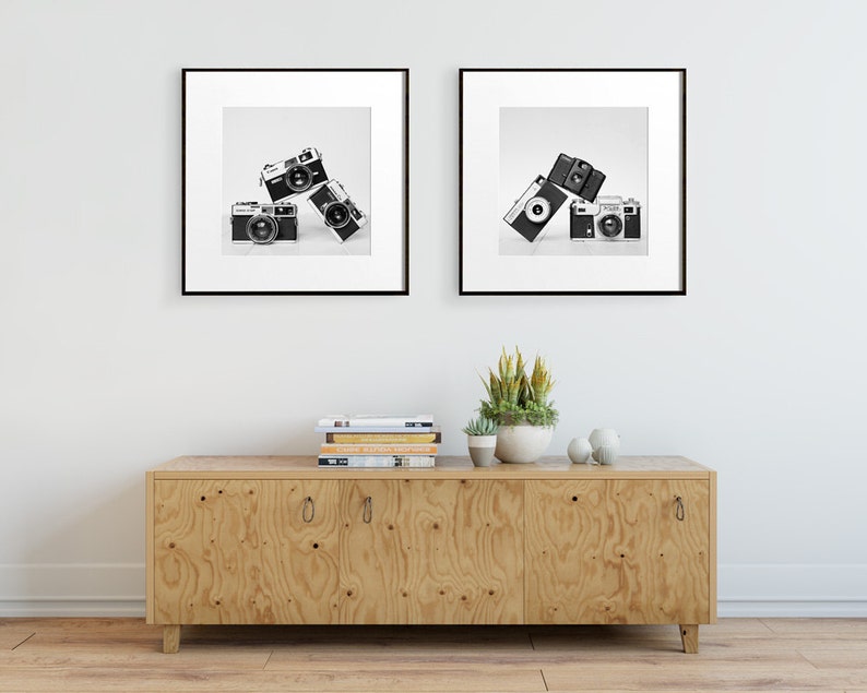 Vintage Camera Art Large Wall Art Square Camera Prints Set Etsy
