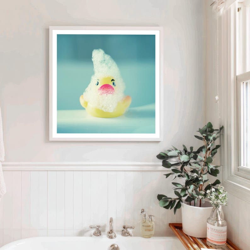 Nursery Wall Art Whimsical Art Mint Green Square Print Bathroom Wall Art Art for Kid's Room, Cute Photograph, Funny Wall Print image 1