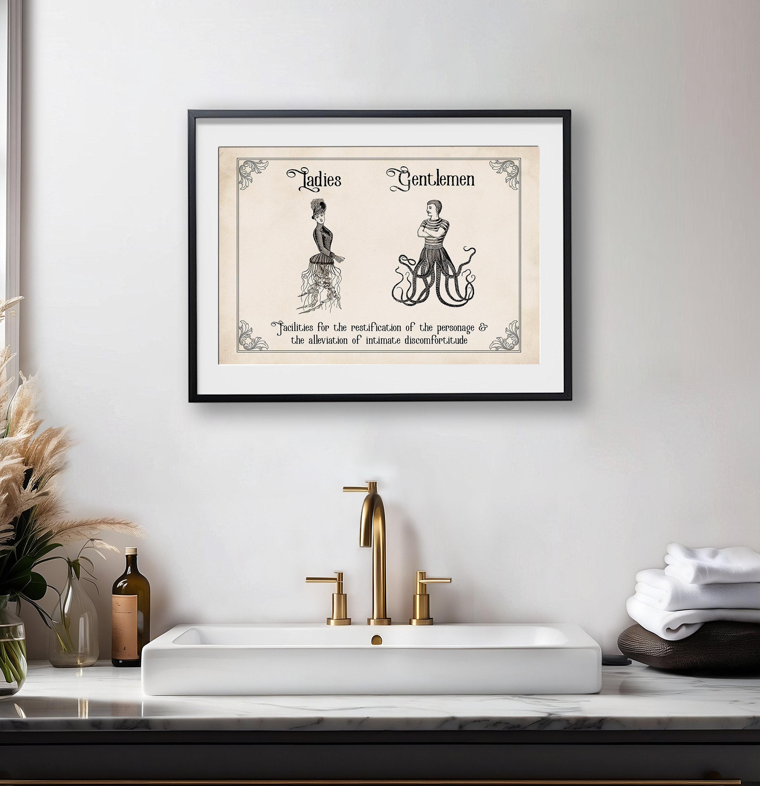 Vintage Funny Toilet Sign Quirky Bathroom Art Couple Gift