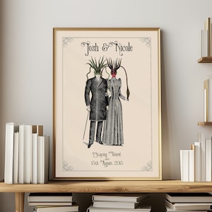 Quirky Anniversary Gift Print Personalised Steampunk Wedding Gift for Couple Customised Wall Art HP Lovecraft Weird Art Unique Valentine&#39;s